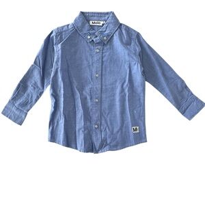 Molo Boy's Russy Long Sleeve Button Down Shirt Blue NWT
